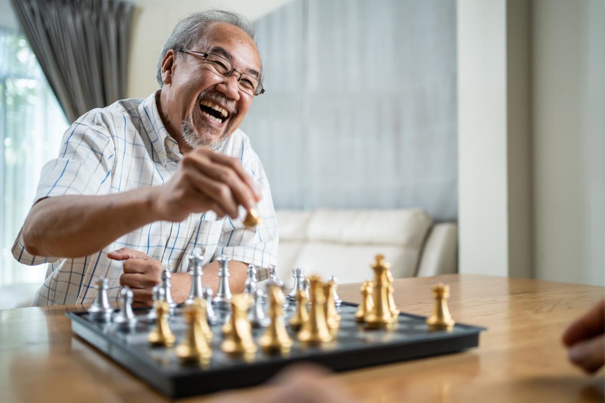senior man engages in helpful memory activities for seniors
